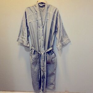 Pierre Cardin Striped Long Belted Pocket Bath Robe Sleepwear Men’s One Size